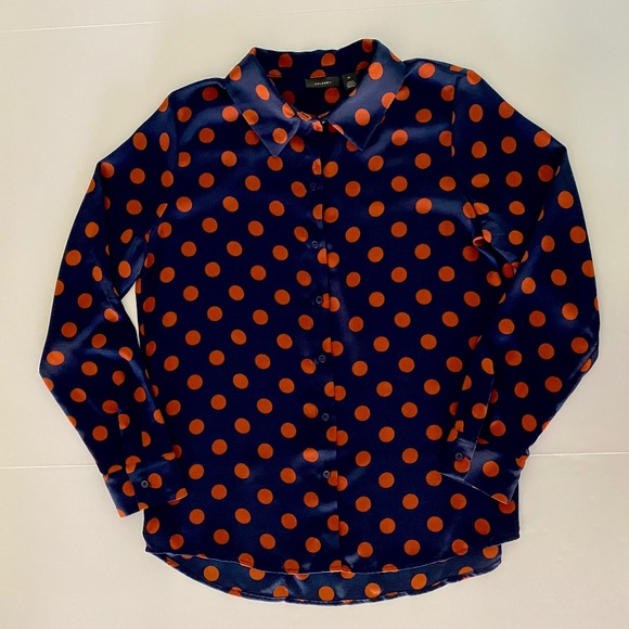 Halogen Polka Dot Long Sleeve Blouse Size Medium - Picture 3 of 10